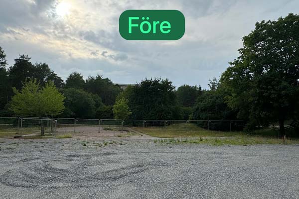 Förebild på en mark som ska bli en lekplats